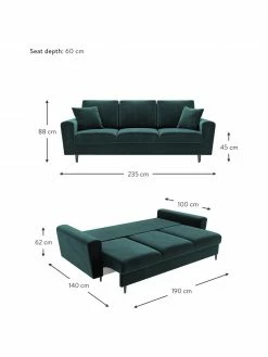 Canapé d'angle 3 places velours avec rangement Moghan, larg. 235 x prof. 100 cm -furniture Soldes Canape dangle 3 places velours avec rangement Moghan 8