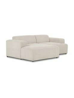 Westwing Collection Canapé d'angle 3 places velours côtelé beige Melva, larg. 239 x prof. 143 cm, méridienne à gauche -furniture Soldes Canape dangle 3 places velours cotele beige Melva 3