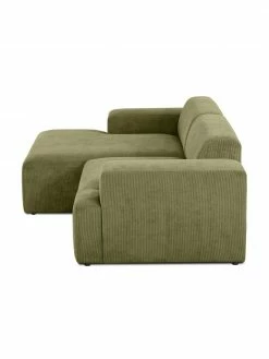 Westwing Collection Canapé d'angle 3 places velours côtelé vert Melva, larg. 239 x prof. 143 cm, méridienne à gaucheDisponibilité limitée -furniture Soldes Canape dangle 3 places velours cotele vert Melva 4