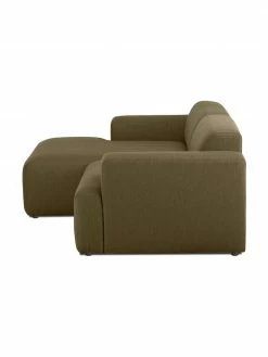 Westwing Collection Canapé d'angle 3 places vert olive Melva, larg. 239 x prof. 143 cm, méridienne à gauche -furniture Soldes Canape dangle 3 places vert olive Melva 4