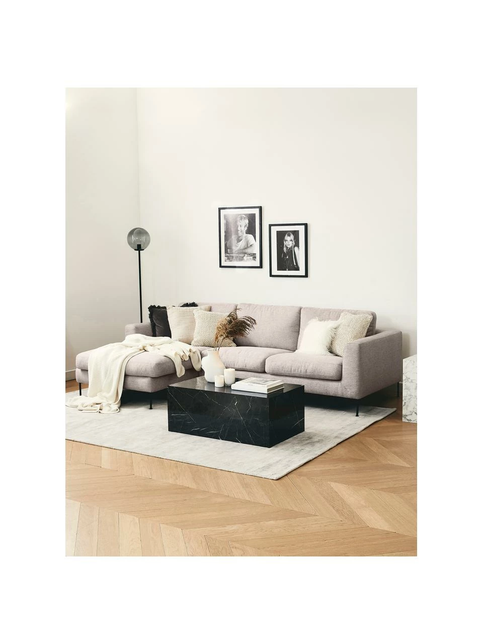 Westwing Collection Canapé d'angle 4 places beige Cucita, larg. 302 x prof. 163 cm, méridienne à gauche 2 Westwing Collection Canapé d'angle 4 places beige Cucita, larg. 302 x prof. 163 cm, méridienne à gauche – Image 2