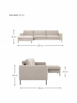 Westwing Collection Canapé d'angle 4 places beige Cucita, larg. 302 x prof. 163 cm, méridienne à gauche 9 Westwing Collection Canapé d'angle 4 places beige Cucita, larg. 302 x prof. 163 cm, méridienne à gauche -furniture Soldes Canape dangle 4 places beige Cucita 3