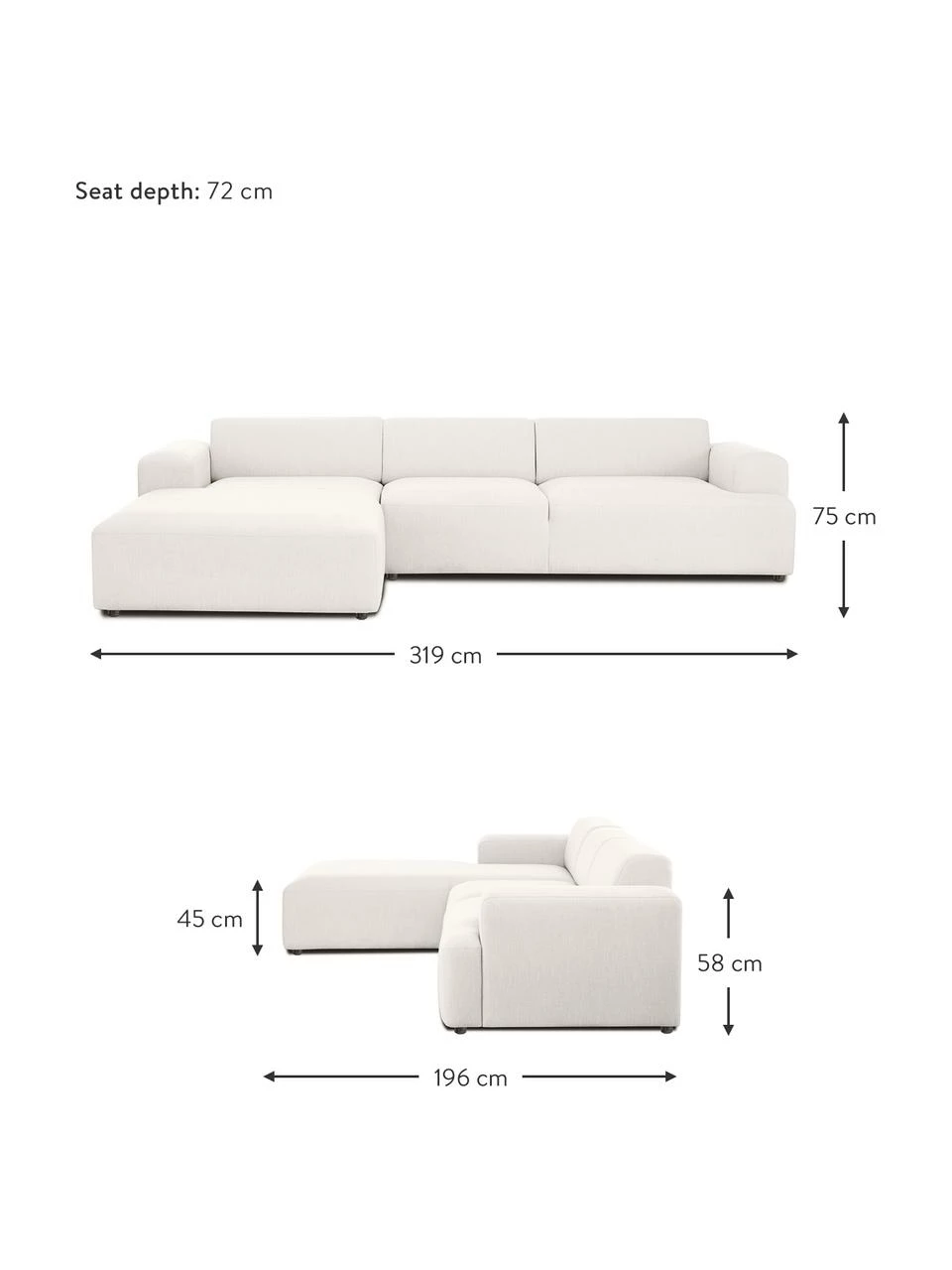 Westwing Collection Canapé d'angle 4 places couleur grège Melva, larg. 319 x prof. 196 cm, méridienne à gauche 3 Westwing Collection Canapé d'angle 4 places couleur grège Melva, larg. 319 x prof. 196 cm, méridienne à gauche – Image 3