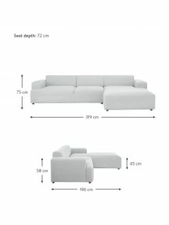 Westwing Collection Canapé d'angle 4 places gris clair Melva, larg. 319 x prof. 196 cm, méridienne à droite -furniture Soldes Canape dangle 4 places gris clair Melva 3