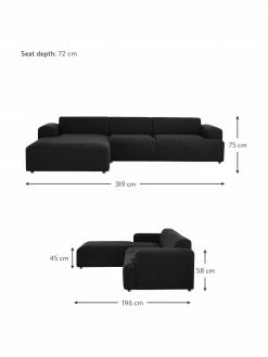 Westwing Collection Canapé d'angle 4 places noir Melva, larg. 319 x prof. 196 cm, méridienne à gauche 8 Westwing Collection Canapé d'angle 4 places noir Melva, larg. 319 x prof. 196 cm, méridienne à gauche -furniture Soldes Canape dangle 4 places noir Melva 2