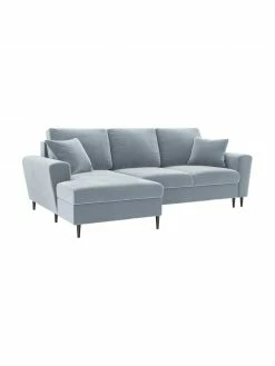 Canapé d'angle 4 places velours avec fonction lit et rangement Moghan, larg. 241 x prof. 145 cm, méridienne à gauche -furniture Soldes Canape dangle 4 places velours avec fonction lit et rangement Moghan 16