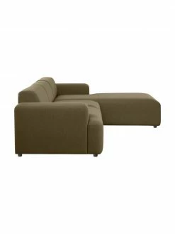 Westwing Collection Canapé d'angle 4 places vert olive Melva, larg. 319 x prof. 196 cm, méridienne à droite -furniture Soldes Canape dangle 4 places vert olive Melva 5