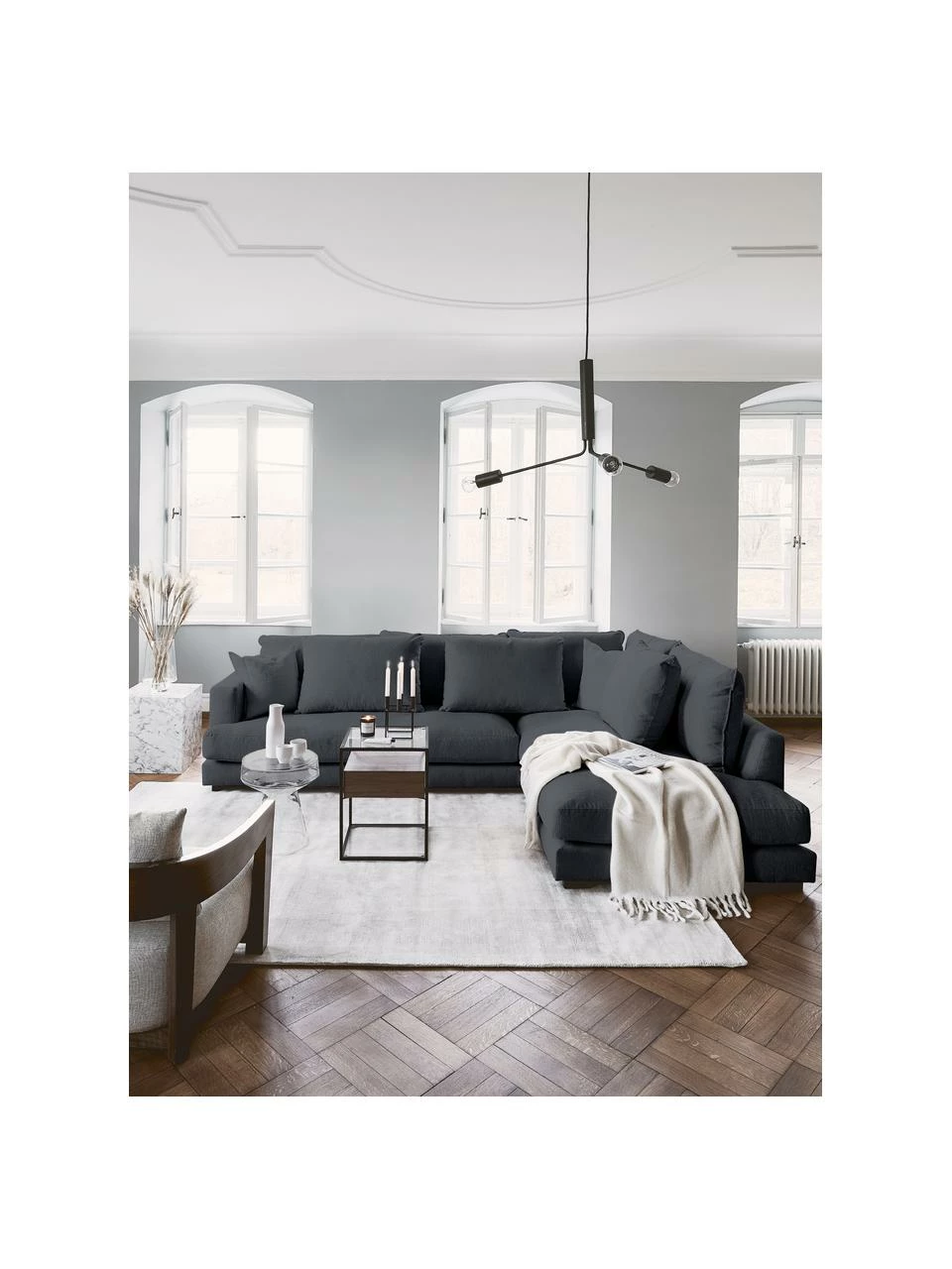 Westwing Collection Canapé d'angle XL anthracite Tribeca, larg. 274 x prof. 192 cm, méridienne à droite 2 Westwing Collection Canapé d'angle XL anthracite Tribeca, larg. 274 x prof. 192 cm, méridienne à droite – Image 2