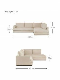 Westwing Collection Canapé d'angle XL beige foncé Tribeca, larg. 274 x prof. 192 cm, méridienne à droite -furniture Soldes Canape dangle XL beige fonce Tribeca 3