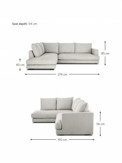 Westwing Collection Canapé d'angle XL gris-beige Tribeca, larg. 274 x prof. 192 cm, méridienne à gauche -furniture Soldes Canape dangle XL gris beige Tribeca 4