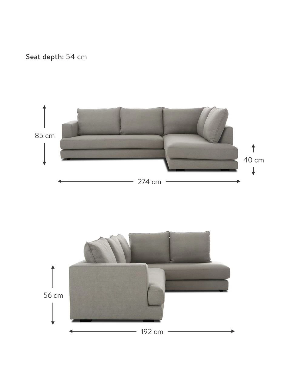 Westwing Collection Canapé d'angle XL gris foncé Tribeca, larg. 274 x prof. 192 cm, méridienne à droite 4 Westwing Collection Canapé d'angle XL gris foncé Tribeca, larg. 274 x prof. 192 cm, méridienne à droite – Image 4