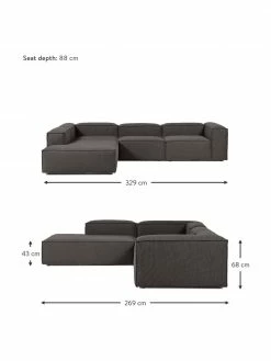 Westwing Collection Canapé d'angle XL modulable anthracite Lennon, larg. 329 x prof. 68 cm, méridienne à gauche -furniture Soldes Canape dangle XL modulable anthracite Lennon 2