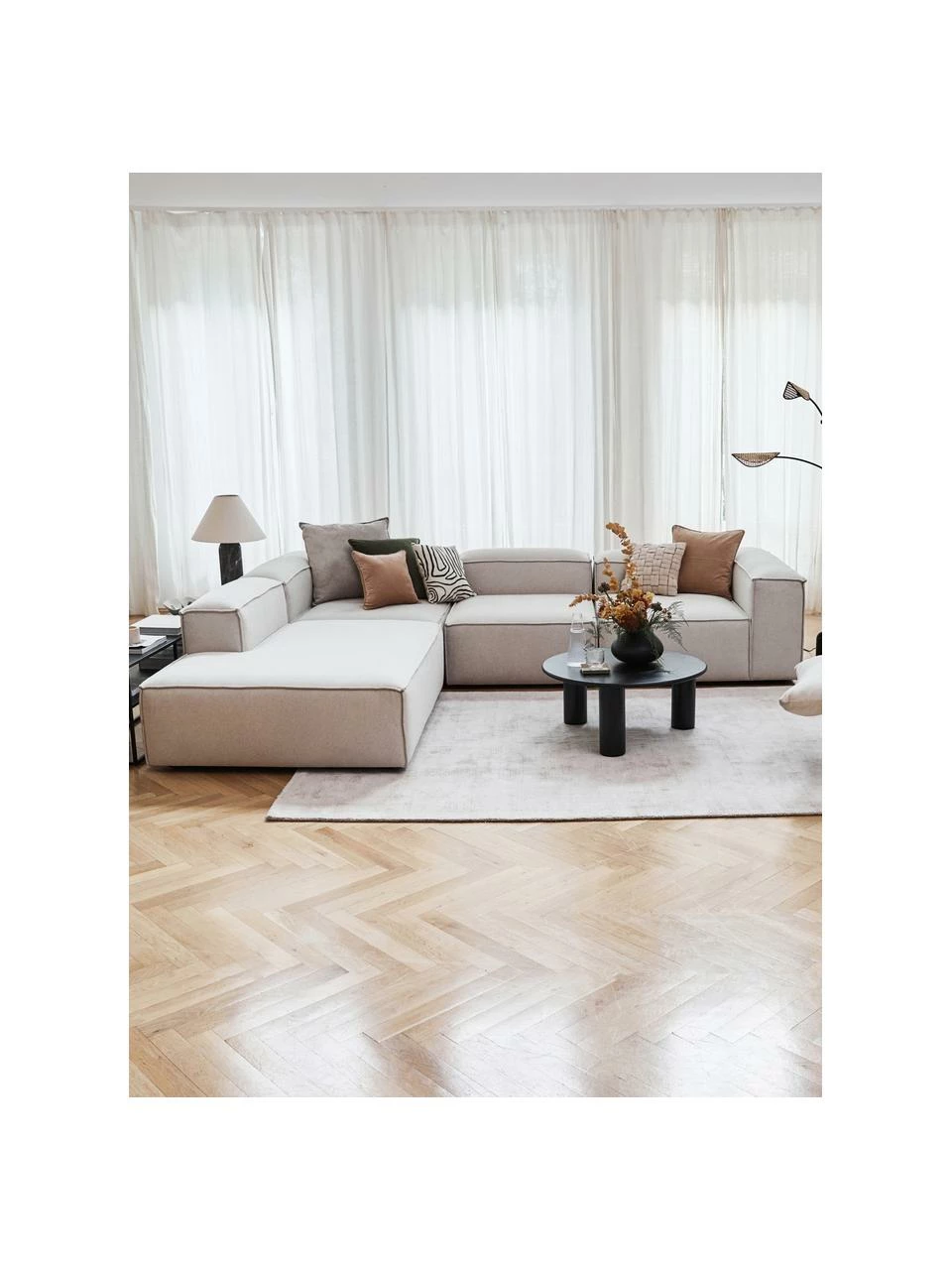 Westwing Collection Canapé d'angle XL modulable beige Lennon, larg. 329 x prof. 68 cm, méridienne à gauche 2 Westwing Collection Canapé d'angle XL modulable beige Lennon, larg. 329 x prof. 68 cm, méridienne à gauche – Image 2