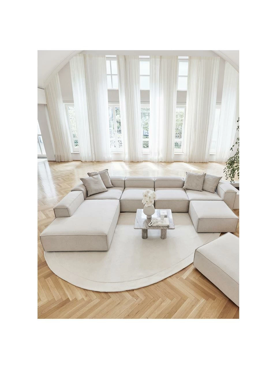 Westwing Collection Canapé d'angle XL modulable beige Lennon, larg. 329 x prof. 68 cm, méridienne à gauche 3 Westwing Collection Canapé d'angle XL modulable beige Lennon, larg. 329 x prof. 68 cm, méridienne à gauche – Image 3