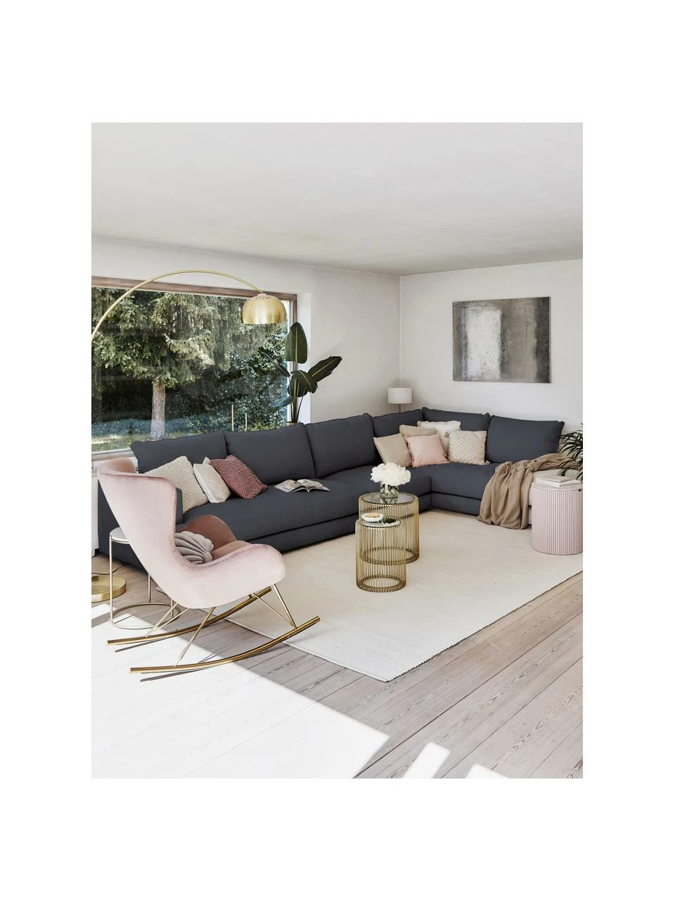 Westwing Collection Canapé d'angle XXL anthracite Tribeca, larg. 405 x prof. 228 cm, méridienne à droite 2 Westwing Collection Canapé d'angle XXL anthracite Tribeca, larg. 405 x prof. 228 cm, méridienne à droite – Image 2