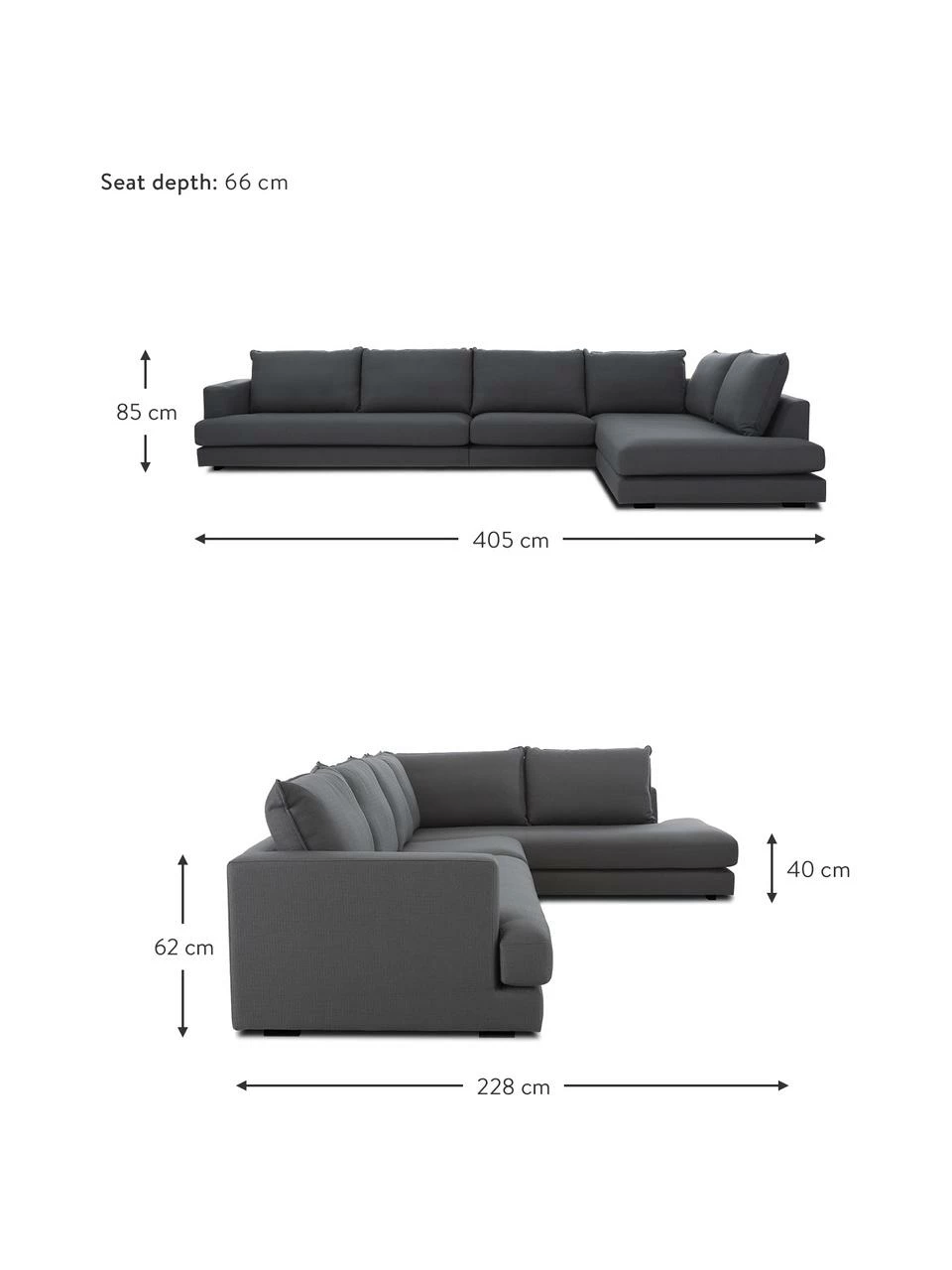 Westwing Collection Canapé d'angle XXL anthracite Tribeca, larg. 405 x prof. 228 cm, méridienne à droite 3 Westwing Collection Canapé d'angle XXL anthracite Tribeca, larg. 405 x prof. 228 cm, méridienne à droite – Image 3