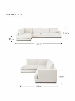 Westwing Collection Canapé d'angle XXL beige Tribeca, larg. 405 x prof. 228 cm, méridienne à gauche -furniture Soldes Canape dangle XXL beige Tribeca 2