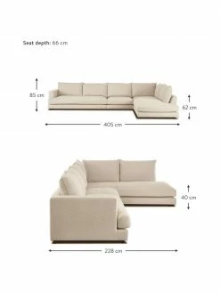 Westwing Collection Canapé d'angle XXL beige foncé Tribeca, larg. 405 x prof. 228 cm, méridienne à droite -furniture Soldes Canape dangle XXL beige fonce Tribeca 2