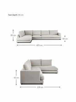 Westwing Collection Canapé d'angle XXL gris-beige Tribeca, larg. 405 x prof. 228 cm, méridienne à gauche -furniture Soldes Canape dangle XXL gris beige Tribeca 2