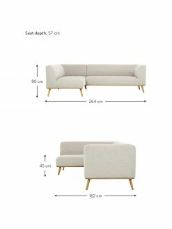 Westwing Collection Canapé d'angle beige Archie, larg. 264 x prof. 162 cm, méridienne à droite -furniture Soldes Canape dangle beige Archie 3