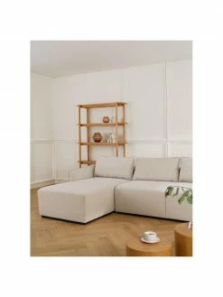 Westwing Collection Canapé d'angle beige John (4 places), larg. 272 x long. 85 cm, méridienne gauche -furniture Soldes Canape dangle beige John 4 places 2