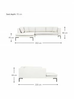 Westwing Collection Canapé d'angle blanc crème Emma, larg. 302 x prof. 220 cm, méridienne à gauche -furniture Soldes Canape dangle blanc creme Emma 2