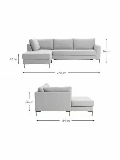 Westwing Collection Canapé d'angle convertible avec pieds en métal Luna, larg. 270 x prof. 184 cm, méridienne à gauche -furniture Soldes Canape dangle convertible avec pieds en metal Luna 9