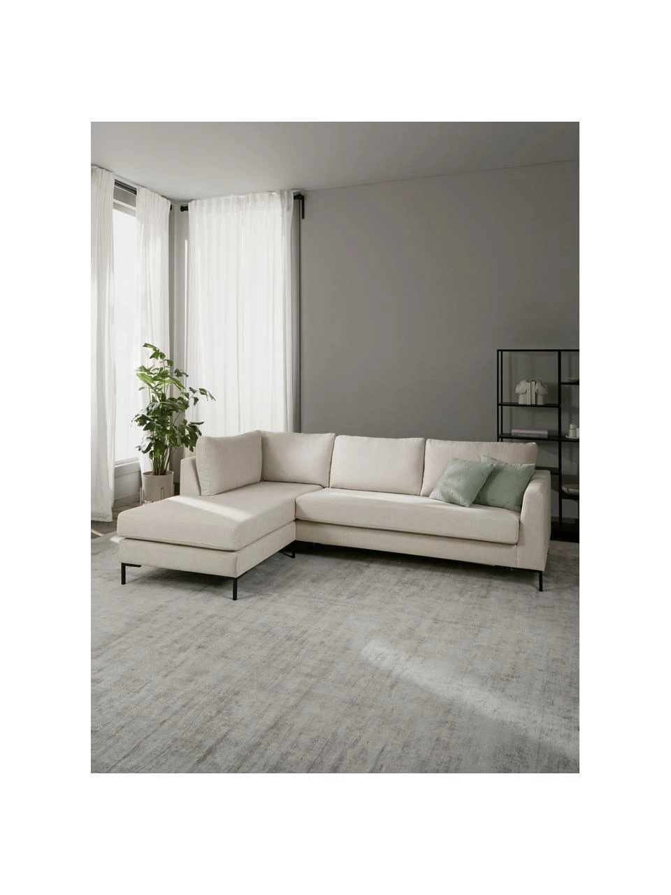 Westwing Collection Canapé d'angle convertible beige pieds en métal Luna, larg. 270 x prof. 184 cm, méridienne à gauche 2 Westwing Collection Canapé d'angle convertible beige pieds en métal Luna, larg. 270 x prof. 184 cm, méridienne à gauche – Image 2