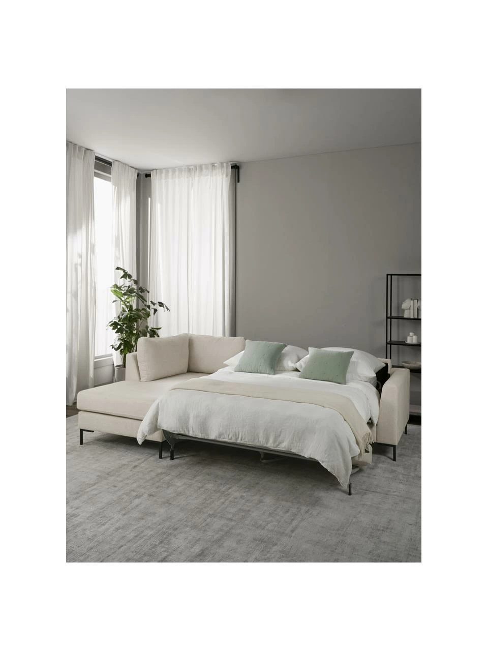 Westwing Collection Canapé d'angle convertible beige pieds en métal Luna, larg. 270 x prof. 184 cm, méridienne à gauche 3 Westwing Collection Canapé d'angle convertible beige pieds en métal Luna, larg. 270 x prof. 184 cm, méridienne à gauche – Image 3