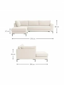 Westwing Collection Canapé d'angle convertible beige pieds en métal Luna, larg. 270 x prof. 184 cm, méridienne à gauche 9 Westwing Collection Canapé d'angle convertible beige pieds en métal Luna, larg. 270 x prof. 184 cm, méridienne à gauche -furniture Soldes Canape dangle convertible beige pieds en metal Luna 3