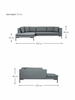 Westwing Collection Canap&eacute; d'angle gris Emma, larg. 302 x prof. 220 cm, méridienne à gauche -furniture Soldes Canape dangle gris Emma 2