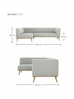 Westwing Collection Canapé d'angle gris clair Archie, larg. 264 x prof. 162 cm, méridienne à gauche -furniture Soldes Canape dangle gris clair Archie 3