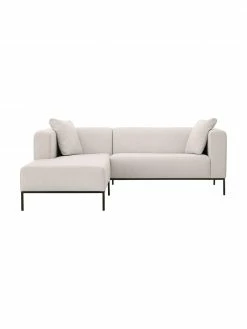 Westwing Collection Canapé d'angle gris clair Carrie, larg. 222 x prof. 180 cm, méridienne à gauche