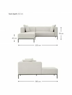 Westwing Collection Canapé d'angle gris clair Carrie, larg. 222 x prof. 180 cm, méridienne à gauche -furniture Soldes Canape dangle gris clair Carrie 3