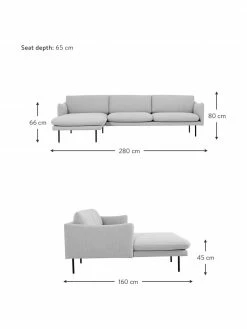 Westwing Collection Canapé d'angle gris clair Moby, larg. 280 x prof. 160 cm, méridienne à gauche 9 Westwing Collection Canapé d'angle gris clair Moby, larg. 280 x prof. 160 cm, méridienne à gauche -furniture Soldes Canape dangle gris clair Moby 3