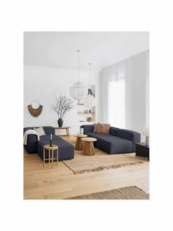 Westwing Collection Canapé d'angle modulaire 4 places avec tabouret bleu Lennon, larg. 327 x prof. 207 cm -furniture Soldes Canape dangle modulaire 4 places avec tabouret bleu Lennon 2