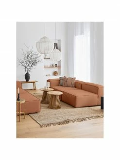 Westwing Collection Canapé d'angle modulaire 4 places avec tabouret en nougat Lennon, larg. 327 x prof. 207 cm -furniture Soldes Canape dangle modulaire 4 places avec tabouret en nougat Lennon 2