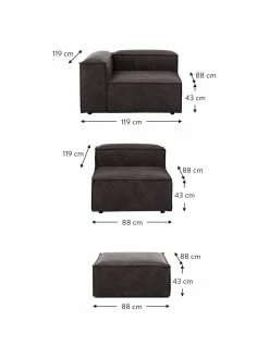Westwing Collection Canap&eacute; d'angle modulaire 4 places cuir recycl&eacute; avec tabouret Lennon, larg. 327 x prof. 207 cm -furniture Soldes Canape dangle modulaire 4 places cuir recycle avec tabouret Lennon 5
