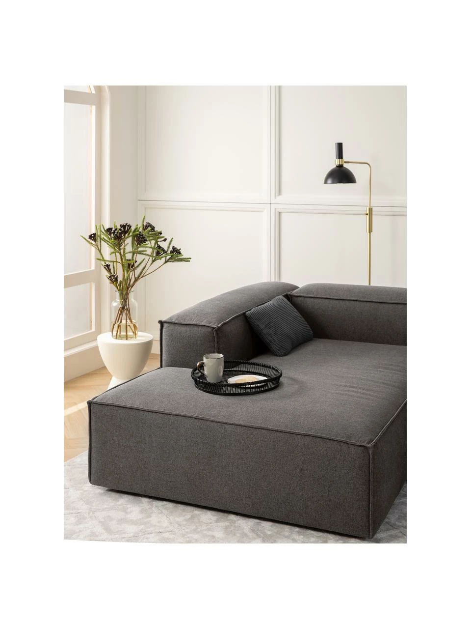 Westwing Collection Canapé d'angle modulaire anthracite Lennon, larg. 327 x prof. 180 cm, méridienne à gauche 3 Westwing Collection Canapé d'angle modulaire anthracite Lennon, larg. 327 x prof. 180 cm, méridienne à gauche – Image 3