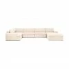 Westwing Collection Canap&eacute; d'angle modulaire beige Russell, larg. 412 x haut. 77 cm