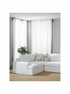 Westwing Collection Canapé d'angle modulaire blanc crème Russell, larg. 412 x haut. 77 cm -furniture Soldes Canape dangle modulaire blanc creme Russell 2