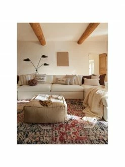 Westwing Collection Canapé d'angle modulaire blanc crème Russell, larg. 412 x haut. 77 cm -furniture Soldes Canape dangle modulaire blanc creme Russell 3