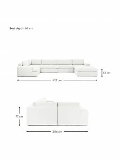 Westwing Collection Canapé d'angle modulaire blanc crème Russell, larg. 412 x haut. 77 cm -furniture Soldes Canape dangle modulaire blanc creme Russell 4
