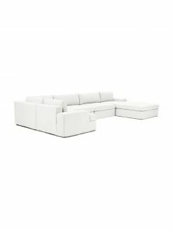 Westwing Collection Canapé d'angle modulaire blanc crème Russell, larg. 412 x haut. 77 cm -furniture Soldes Canape dangle modulaire blanc creme Russell 5