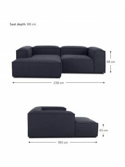 Westwing Collection Canapé d'angle modulaire bleu Lennon, larg. 238 x prof. 180 cm, méridienne à gauche -furniture Soldes Canape dangle modulaire bleu Lennon 3