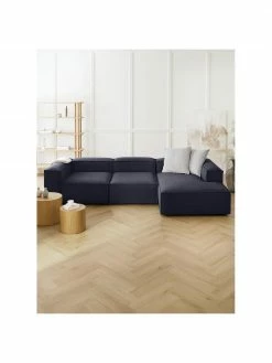 Westwing Collection Canapé d'angle modulaire bleu Lennon, larg. 327 x prof. 180 cm, méridienne à droite -furniture Soldes Canape dangle modulaire bleu Lennon 8