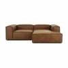 Westwing Collection Canapé d'angle modulaire cuir recyclé Lennon, larg. 238 x prof. 180 cm, méridienne à droite