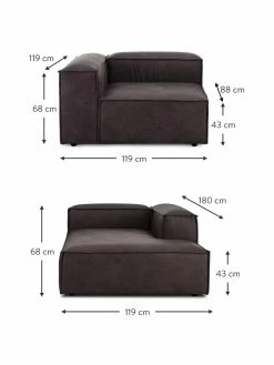 Westwing Collection Canap&eacute; d'angle modulaire en cuir recycl&eacute; brun-gris Lennon, larg. 238 x prof. 180 cm, méridienne à droite -furniture Soldes Canape dangle modulaire en cuir recycle brun gris Lennon 3