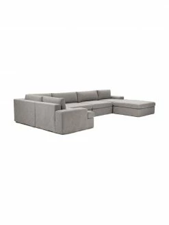 Westwing Collection Canapé d'angle modulaire gris Russell, larg. 412 x haut. 77 cm -furniture Soldes Canape dangle modulaire gris Russell 2