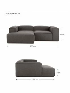 Westwing Collection Canapé d'angle modulaire gris anthracite Lennon, larg. 238 x prof. 180 cm, méridienne à gauche 10 Westwing Collection Canapé d'angle modulaire gris anthracite Lennon, larg. 238 x prof. 180 cm, méridienne à gauche -furniture Soldes Canape dangle modulaire gris anthracite Lennon 10